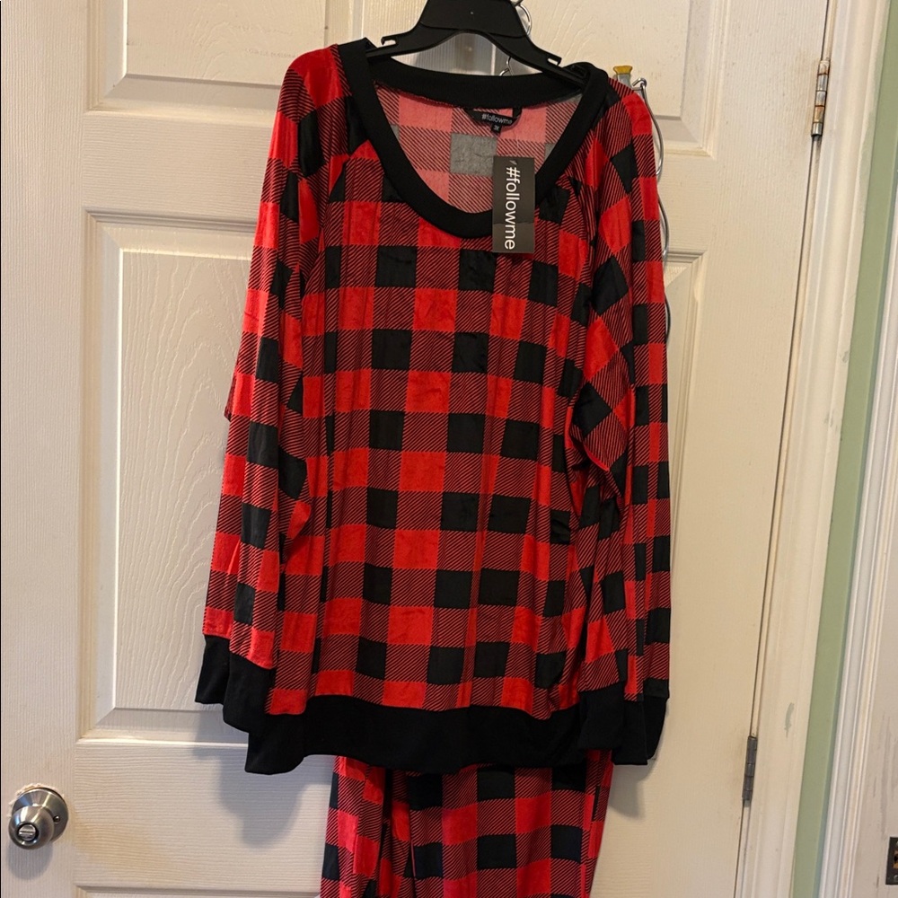 Cozy Red and Black Checkered Women's Pajama Set